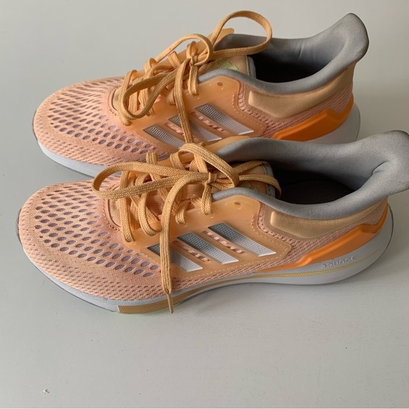 Adidas EQ21 Run Orange Round Toe Low Top Lace Up Running Shoes Size 6 - Picture 3 of 8